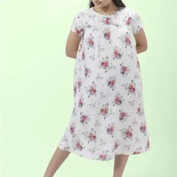 Dreamz by Pantaloons White Cotton Floral Print Nighty-picture-35