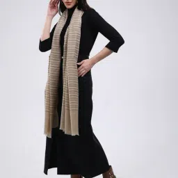 Monte Carlo Beige Wool Striped Stole image 2