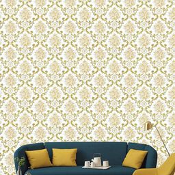 Jaamso Royals White & Beige Vintage Damask Printed Self Adhesive Wallpaper-picture-38