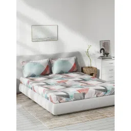 Ddecor Live Beautiful Cotton 136 Tc King Fitted Bedsheet With 2 Pillow Covers - Red-image-8