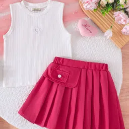 INCLUD Girls Round Neck Top With Skirt-picture-40