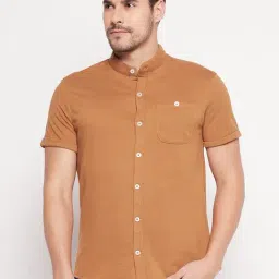 CLUB YORK Men Khaki Solid Henley Neck Shirt-picture-27