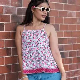 TeenTrums Girls White Printed Top-image-34
