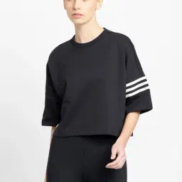 Adidas Originals Black Cotton Striped T-Shirt-image-2