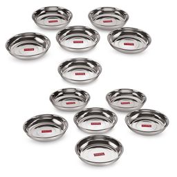 HAZEL Stainless Steel Plates Set Small Steel Plates For Snacks Breakfast Plates Silver - Pack of 12-picture-4