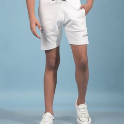 CRIMSOUNE CLUB Cotton Solid Shorts - White-picture-44