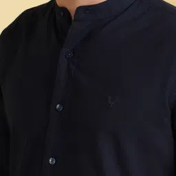 Allen Solly Men Custom Fit Band Collar Solid Cotton Casual Shirt image 3