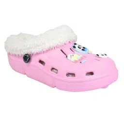 Yellow Bee Panda Applique Detailed Perforated Plush Line Detailed Clogs - Pink image 3