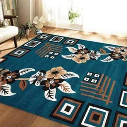 F & B RUGS Blue & White Floral Anti-Skid Light Carpet-picture-34