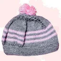 COCOON ORGANICS Handcrafted Soft And Warm Pom Pom Detail Winter Cap And Socks Set - Grey Melange image 3