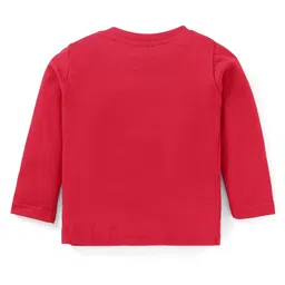 Babyhug Cotton Knit Full Sleeves Night Suit with Text & Stripe Design -Red & Navy image 3