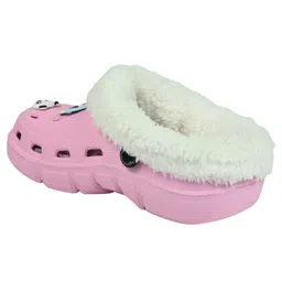 Yellow Bee Panda Applique Detailed Perforated Plush Line Detailed Clogs - Pink image 4