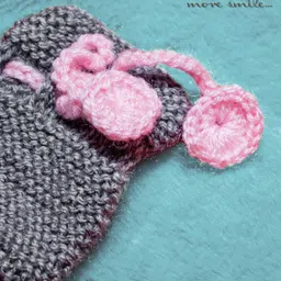 COCOON ORGANICS Handcrafted Soft And Warm Pom Pom Detail Winter Cap And Socks Set - Grey Melange image 4