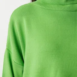 Happiness istanbul Women Ribbed Turtle Neck Oversized Pullover image 2