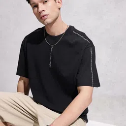 WROGN Pure Cotton Typography Printed Oversized T-shirt-picture-5
