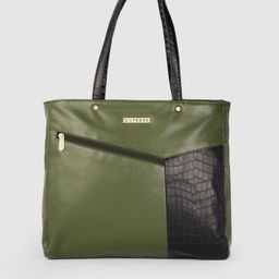 Caprese Olive Green Textured Structured Shoulder Bag-picture-7