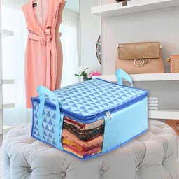 prettykrafts Set Of 9 Blue & White Printed Saree Organisers image 2