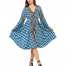 GALE GIRLS Women Ethnic Motifs Printed Fit & Flare Knee Length Dress-picture-18