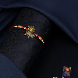 Silver Shine Beaded Rakhi With Roli Chawal & Greeting Card-picture-58