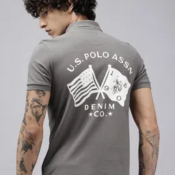 U.S. Polo Assn. Denim Co. Brand Logo Printed Polo Collar Pure Cotton Slim Fit T-shirt-picture-15