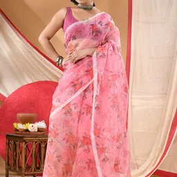 DESH BIDESH Floral Poly Chiffon Bandhani Saree-picture-16