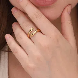 PALMONAS 18k Gold-Plated Love Hug Stainless Steel Finger Ring-picture-24