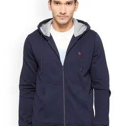 Allen Solly Men Navy Blue Solid Hooded Sweatshirt-image-45