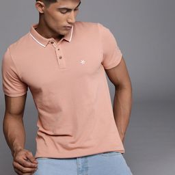 WROGN Men Pink Solid Polo Collar Slim Fit T-shirt-picture-25
