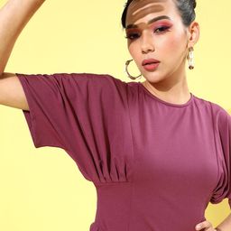 Athena Women Bright Fuchsia Solid Waisted Dress-picture-17