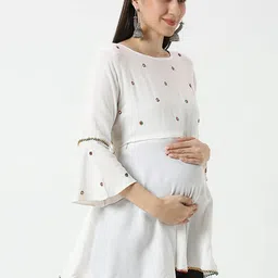 Mom For Sure by Ketki Dalal Embellished Embroidered Flared Sleeve Ethnic Empire Top image 4