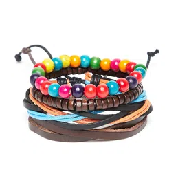 Alvaro Castagnino Men Set of 4 Leather Wraparound Bracelet-picture-27