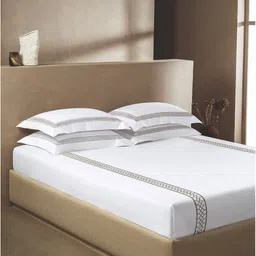 SANSAAR A DDECOR BRAND LIVE CONSCIOUSLY White Geometric King Bedsheet with 2 Pillow Covers-image-73