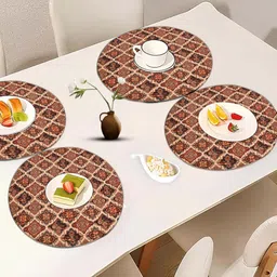 Aura 4Pcs Red & Blue Digital Printed Round Cotton Table Placemats-image-58