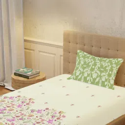 Urban Space Serene 200 Tc Cotton Bedsheets With 2 Pillow Covers Vine Sage Green-picture-25