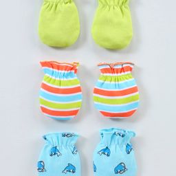 Babyhug 100% Cotton Mittens Pack of 3 - Multicolour-picture-23