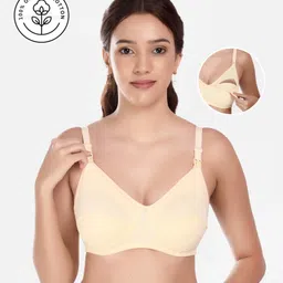 Elite Mom Cotton Solid Maternity & Nursing Bra - Skin-image-64