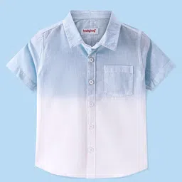 Babyhug 100% Cotton Woven Half Sleeve Solid Regular Collar Tie & Die Shirt - Blue & White-image-24