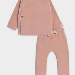 Mi Arcus Full Sleeves Solid Wrapover Style Tee & Pajama Set - Pink-picture-5