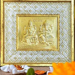 Art Street Gold-Toned & White Religious Lakshmi And Ganesh Photo Frame-image-32