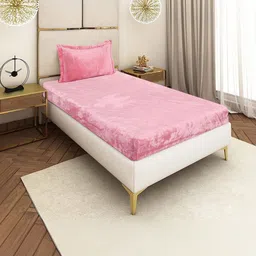 BLUEDOT Pink 220 TC Single Bedsheet with 1 Pillow Covers-picture-56