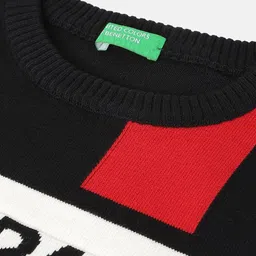 United Colors of Benetton Boys Colourblocked V-Neck Pure Cotton Applique T-shirt image 3