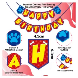 Wobbox Happy Birthday Banner, Paw Petrol Theme Decoration Items Multi Color -Pack Of 1 image 2