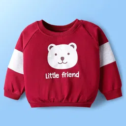 Doodle Poodle 100% Cotton Knit Raglan Sleeves T-Shirt & Lounge Pant Set With Animal Print & Cut & Sew Design - Maroon image 2