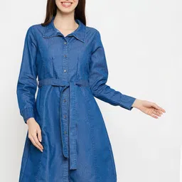 Styli Denim Fit & Flare Dress-picture-26