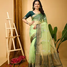 HERE&NOW Embellished Zari Organza Saree-picture-12