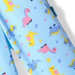 Child World Interlock Knit Full Length Lounge Pants With Dino Print - Sky Blue image 3