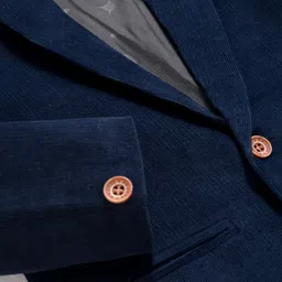 Rikidoos Full Sleeves Ribbed Blazer - Navy Blue image 3