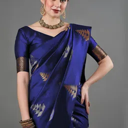 SWEETPEL Geometric Woven Design Zar Banarasi Saree-picture-17