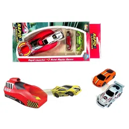 PLUSPOINT Rapid Launcher Play Set Toy With Die Cast Metal Stunt Car Pack of 4 - Multicolor image 5
