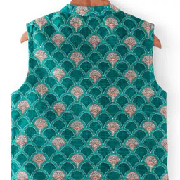 Babyhug Full Sleeves Solid Kurta Pyjama Set with Printed Jacket - Mustard image 5